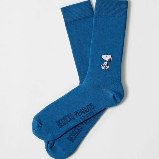BeSnoopy Embroidered - 100% Organic Cotton Socks | Blue Small