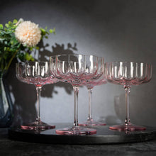 Load image into Gallery viewer, Elegant Flower  Champagne &amp; Cocktail Coupes - Pink Set of 4
