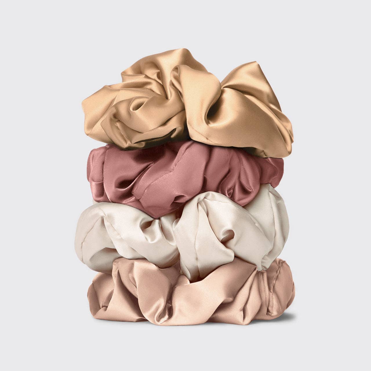 Pillow Scrunchies in Satin 4pc - Blush