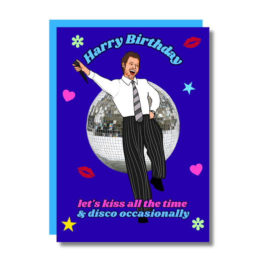 Harry Birthday! Kiss And Disco Greeting Card