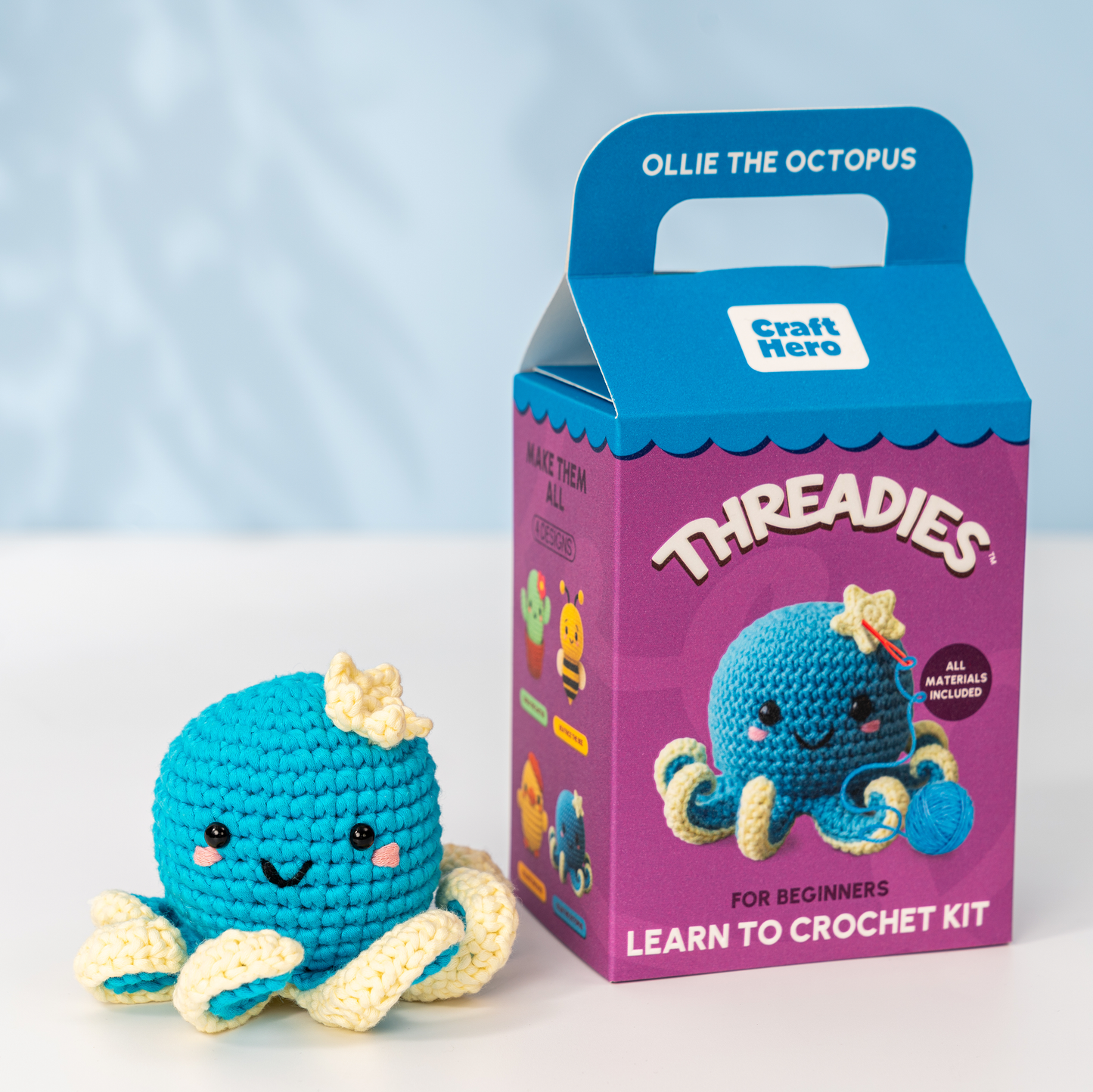Craft Hero Threadies - Crochet Learning Kit - Ollie the Octopus