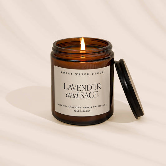 Lavender and Sage 9 oz Soy Candle - Home Decor & Gifts