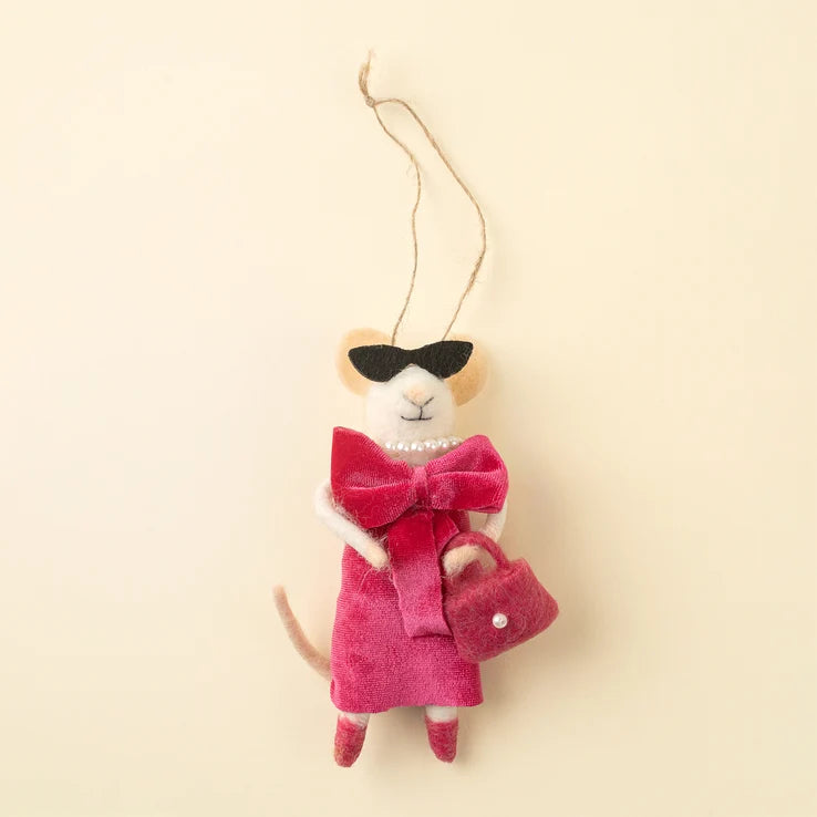 Felt Mice Ornament: Elegant Ellie Mouse Holiday Ornament