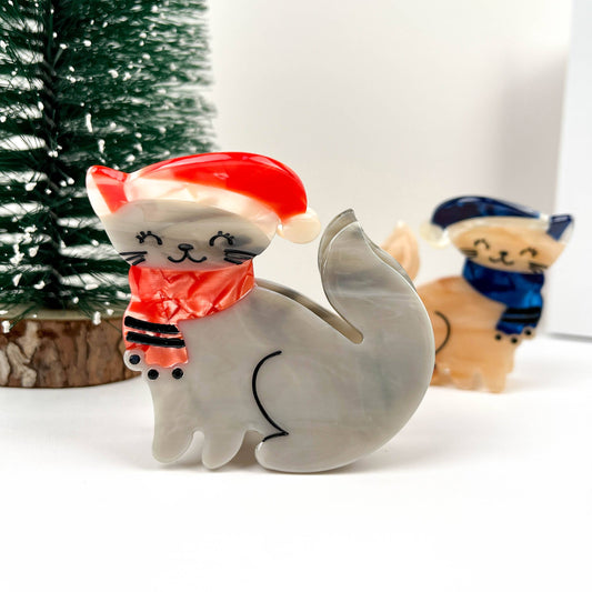 Christmas Cat Claw Clip, Christmas Series Acetate Hair Clip