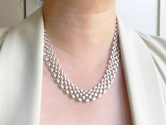 Silver mesh chain necklace, silver chain, silver necklace