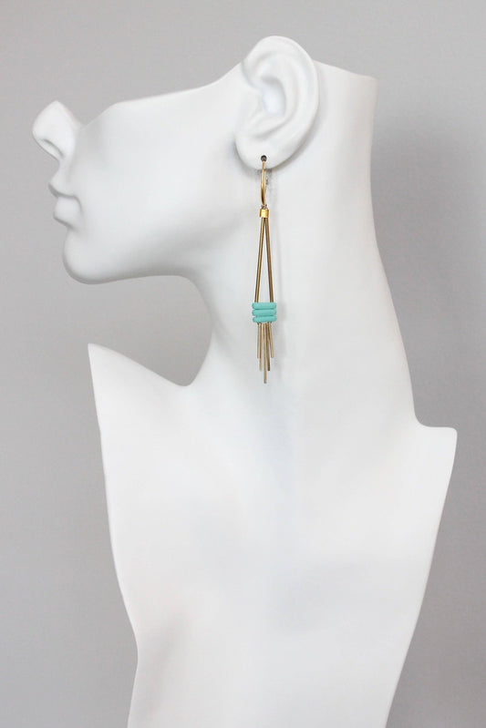 KYLE70 matte turquoise fringe earrings