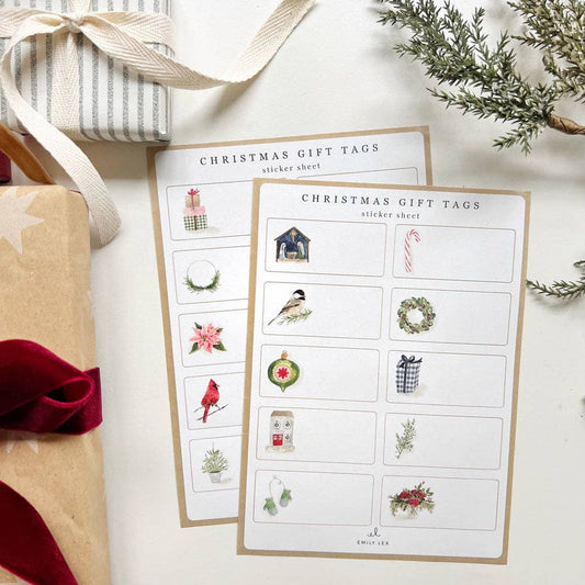 Christmas gift tag sticker sheets