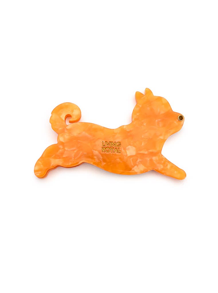 Swing-Hinge Folding Compact Mirror - Dog - Orange & White