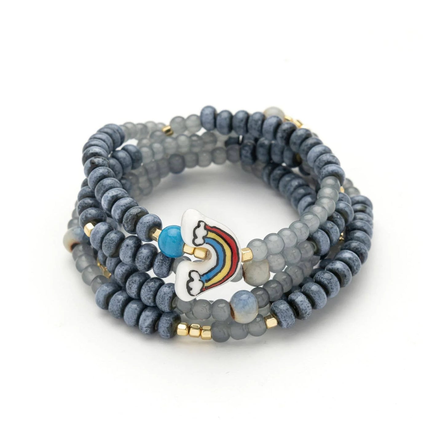 Ceramic Bead Wrap Hope/Rainbow/Gold