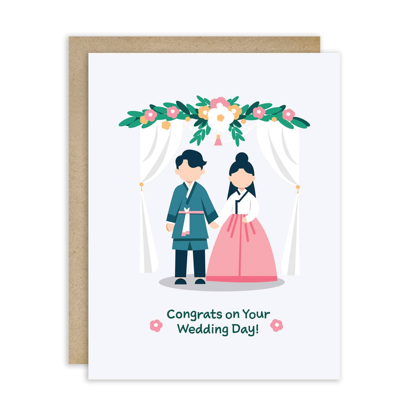 Korean Couple Asian Wedding Cards | Hanbok Floral Greeting Love Newlyweds