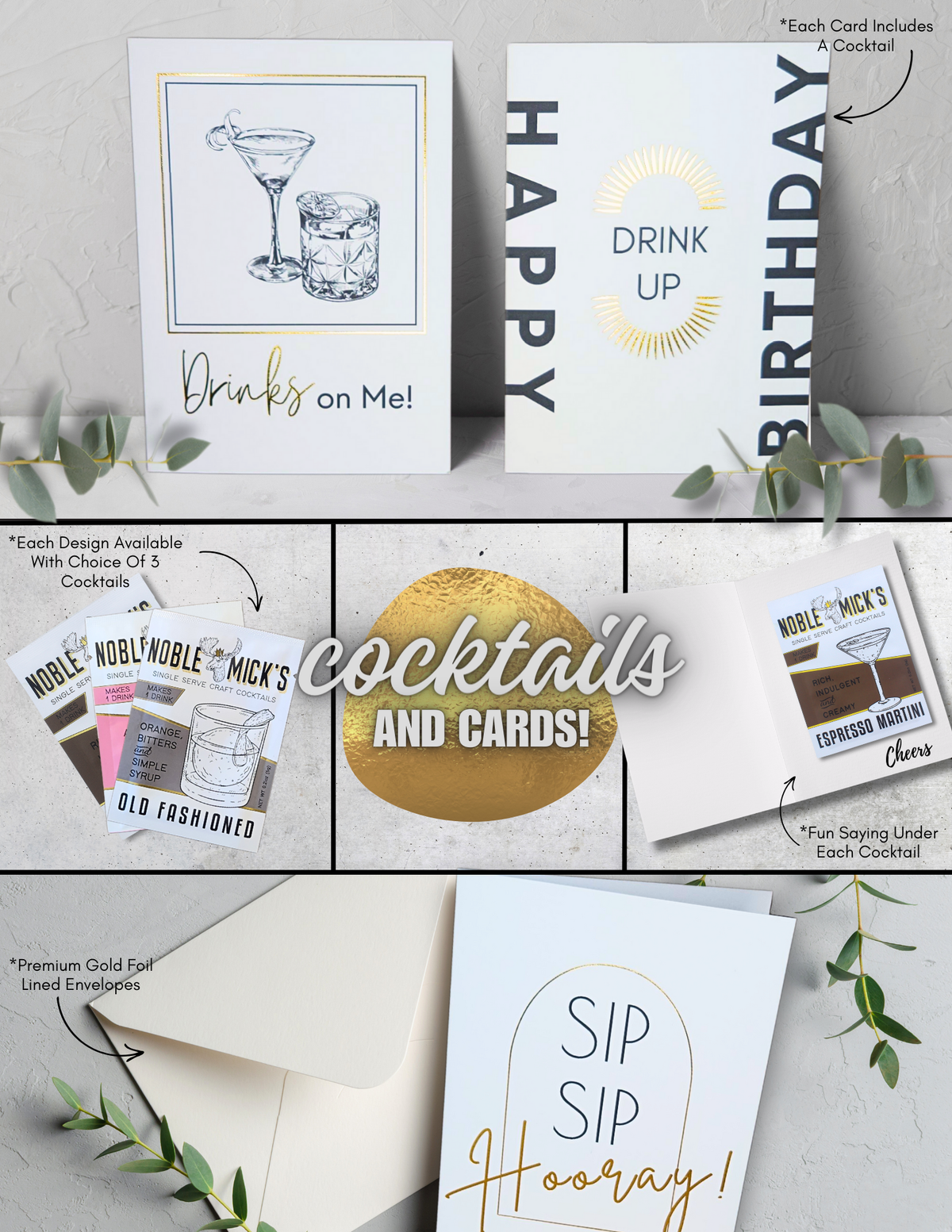 Cocktail and Cards / Drink Up Birthday Card