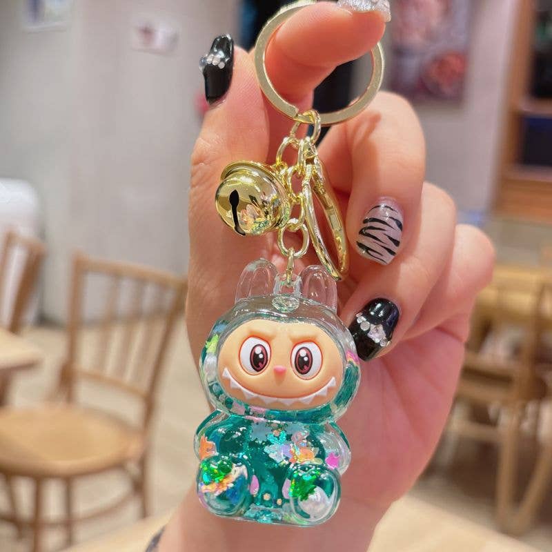 Shiny quicksand labubu keychain bag pendant small gift