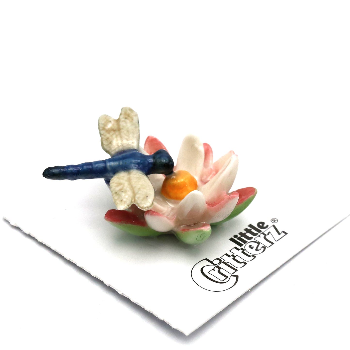 Bluet Dragonfly on Water Lily Porcelain Miniature