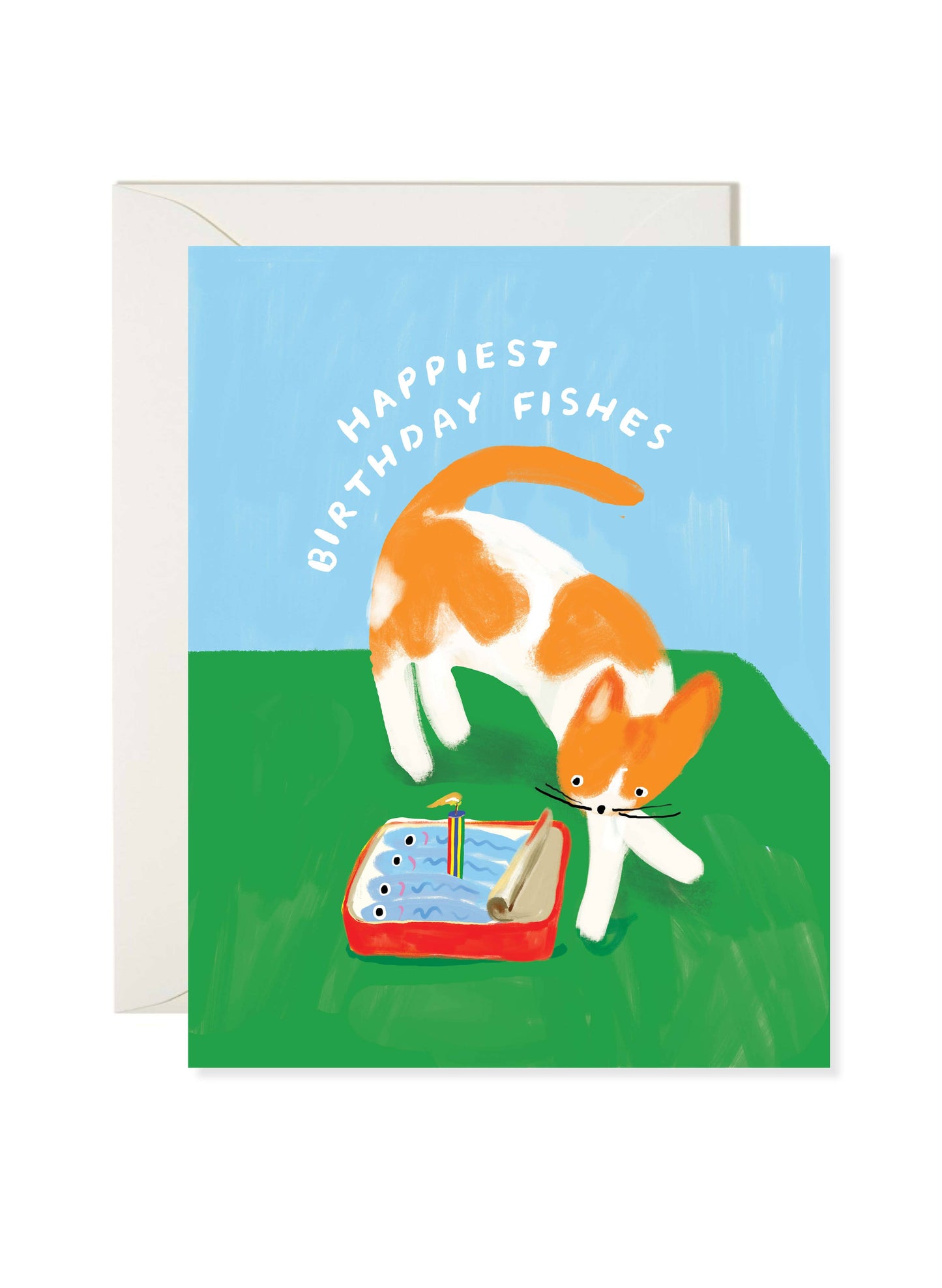 Birthday Fishes – Funny Cat and Sardines Birthday Card