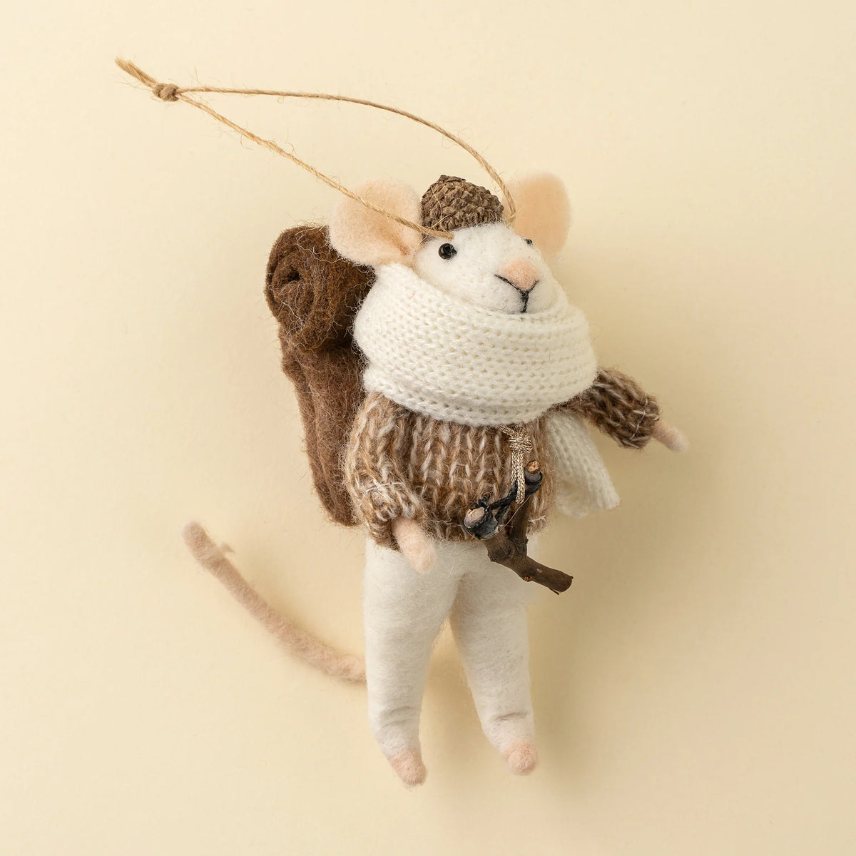 Felt Mice Ornament: Wandering Will Mouse Holiday Ornament