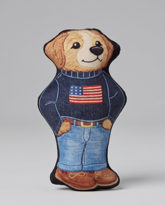 Ruff Lauren Teddy Dog | Plush Squeaker Dog Toy