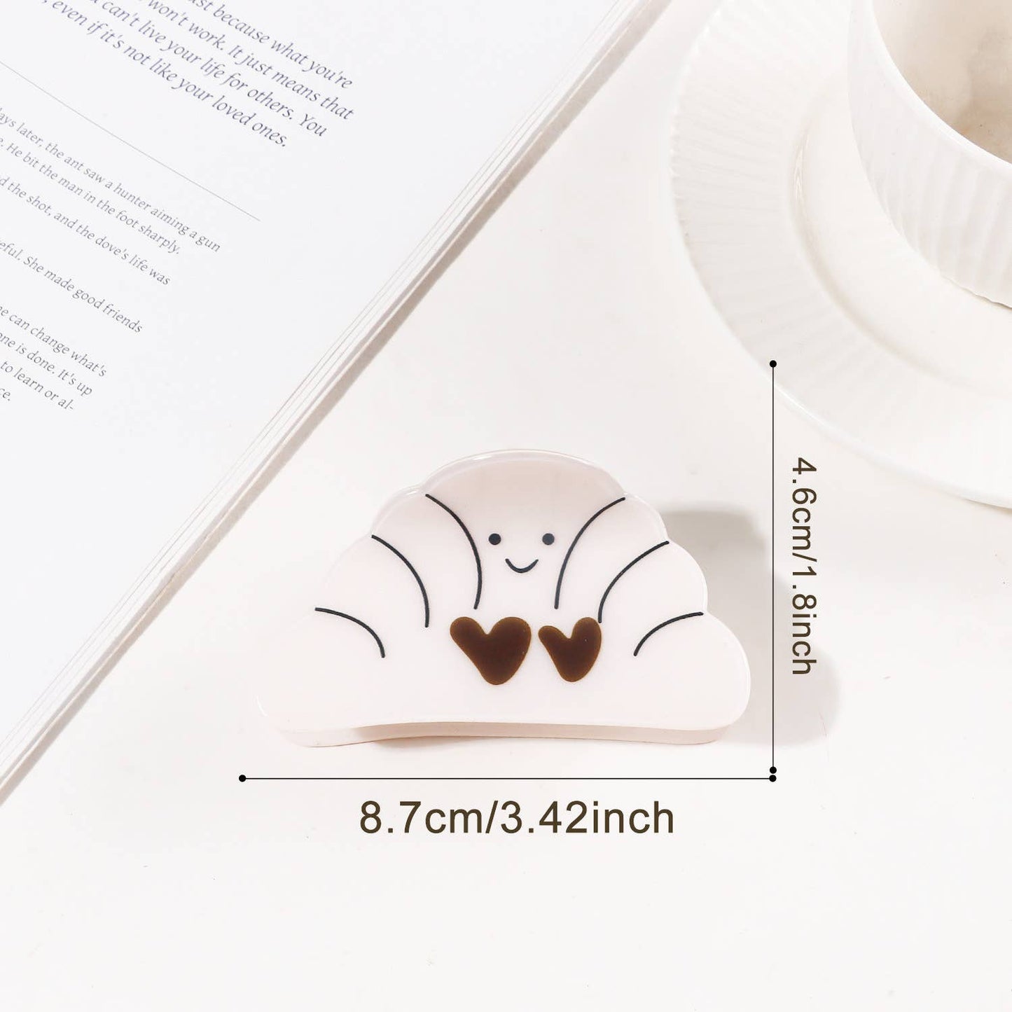 Cartoon Fun Emoji Design Bread & Heart Hair Clip