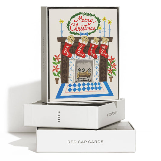 Fireplace Puppies greeting card