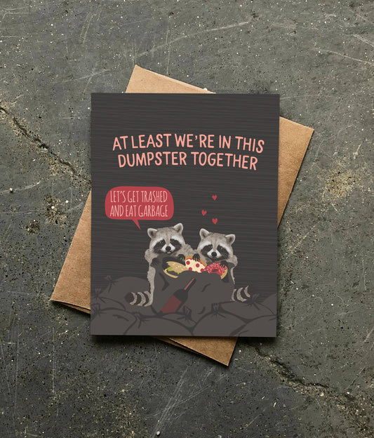 Dumpster Together Raccoons Card