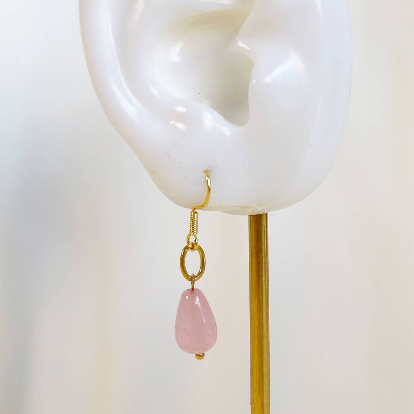 Ruby gem earrings, pink gem earrings, ruby stone earrings