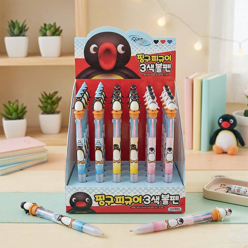 Limited Edition Pingu Figure 3-Color Ballpoint Pen