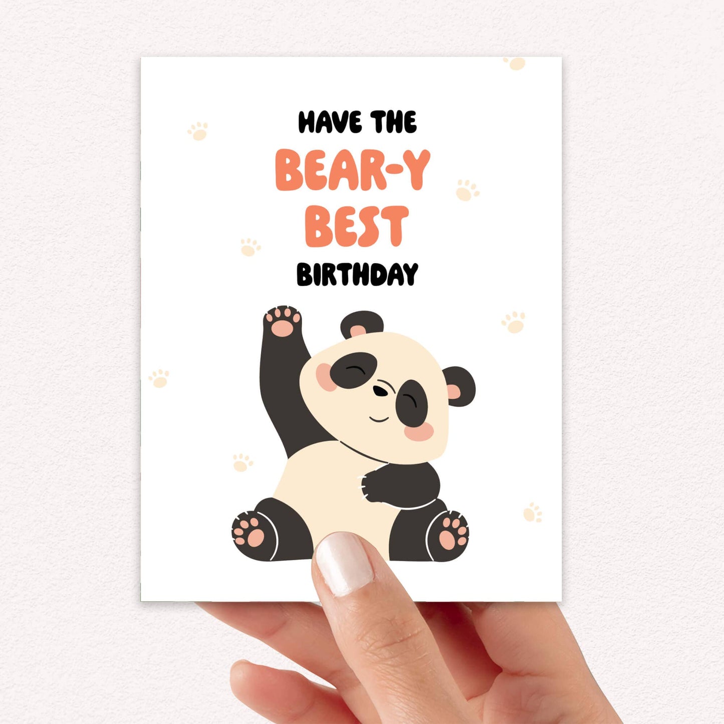 Bear-y Best Birthday Card | Cute Asian Chinese Panda Animal Funny Pun