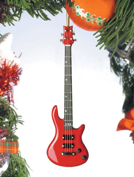 Red E-Bass Guitar Ornament