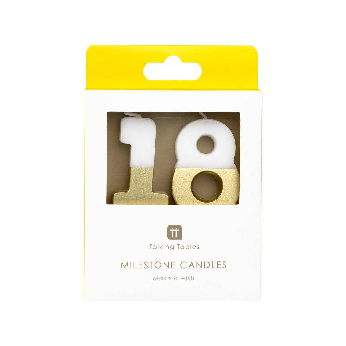 White & Gold Number Candle - 18 | Milestone Birthday |