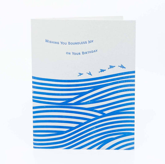 Flying Fish & Waves Birthday A2 Card