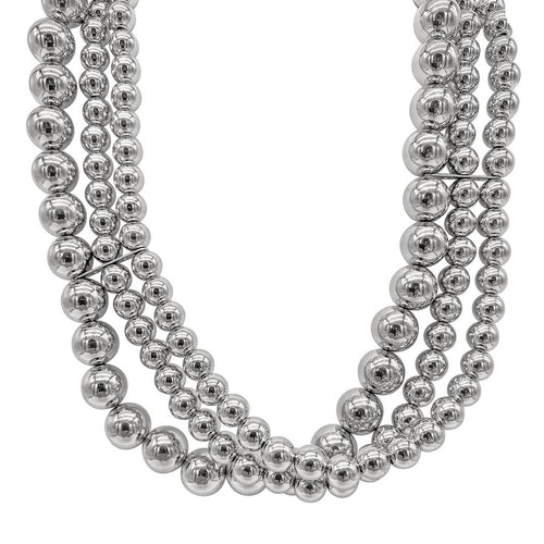 Triplet Layered Ball Necklace silver - Front & Company: Gift Store