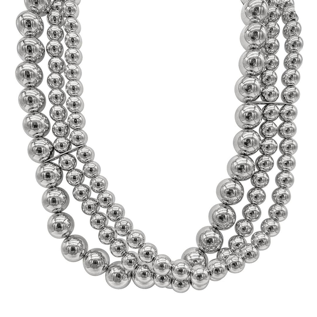 Triplet Layered Ball Necklace silver