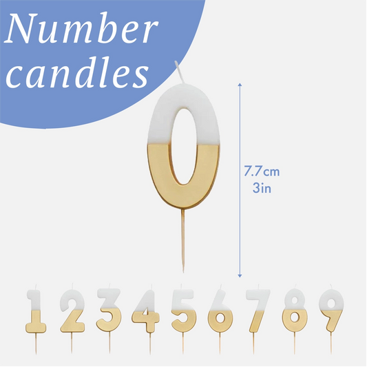 Number Candle - White & Gold, 0-9