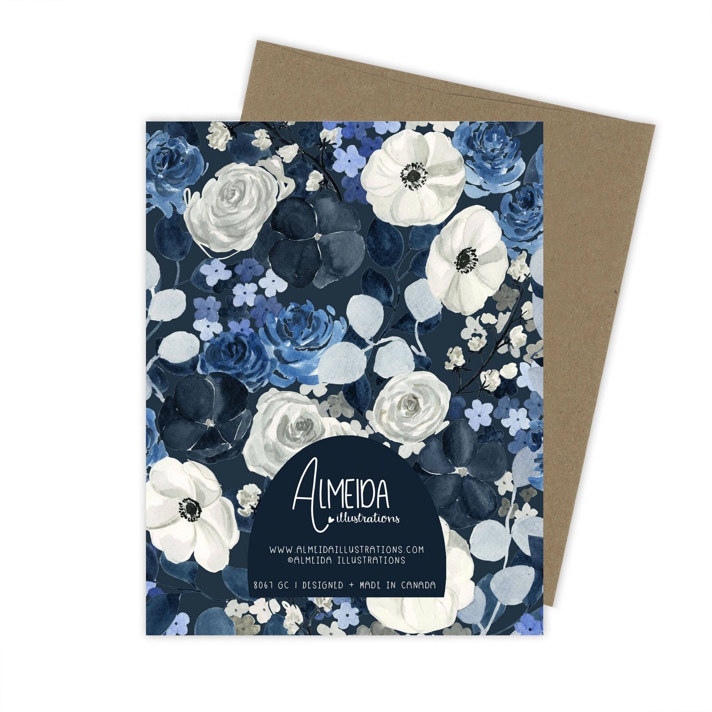 Navy Floral Thinking of You Card | Sympathy Card