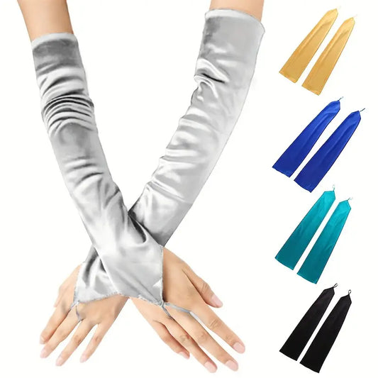 Stylish Satin Long Hook Gloves