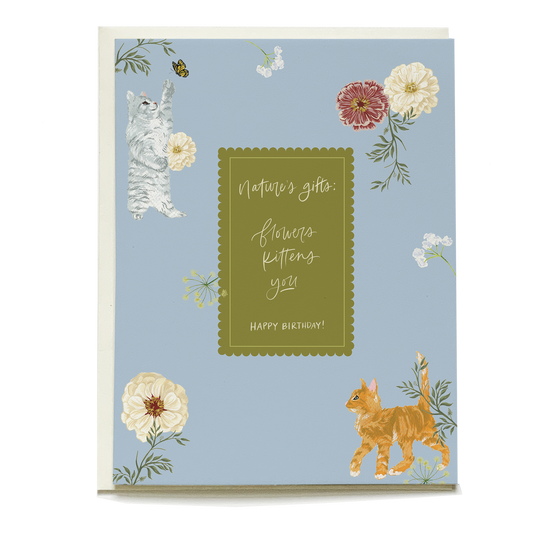 Kittens+Florals Birthday Greeting Card