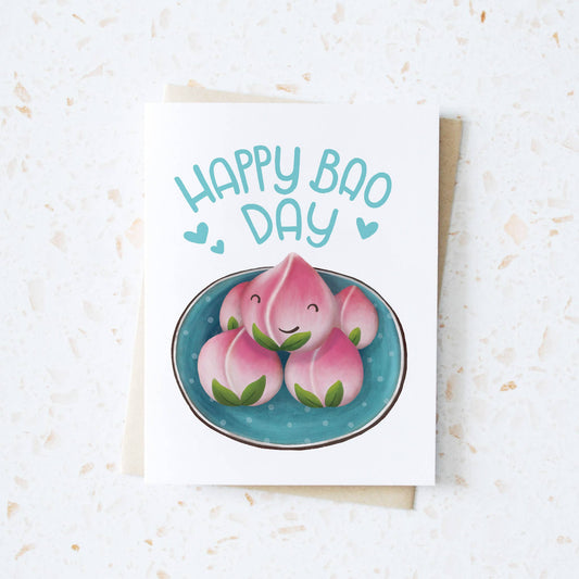 Asian Peach Bao Birthday Card