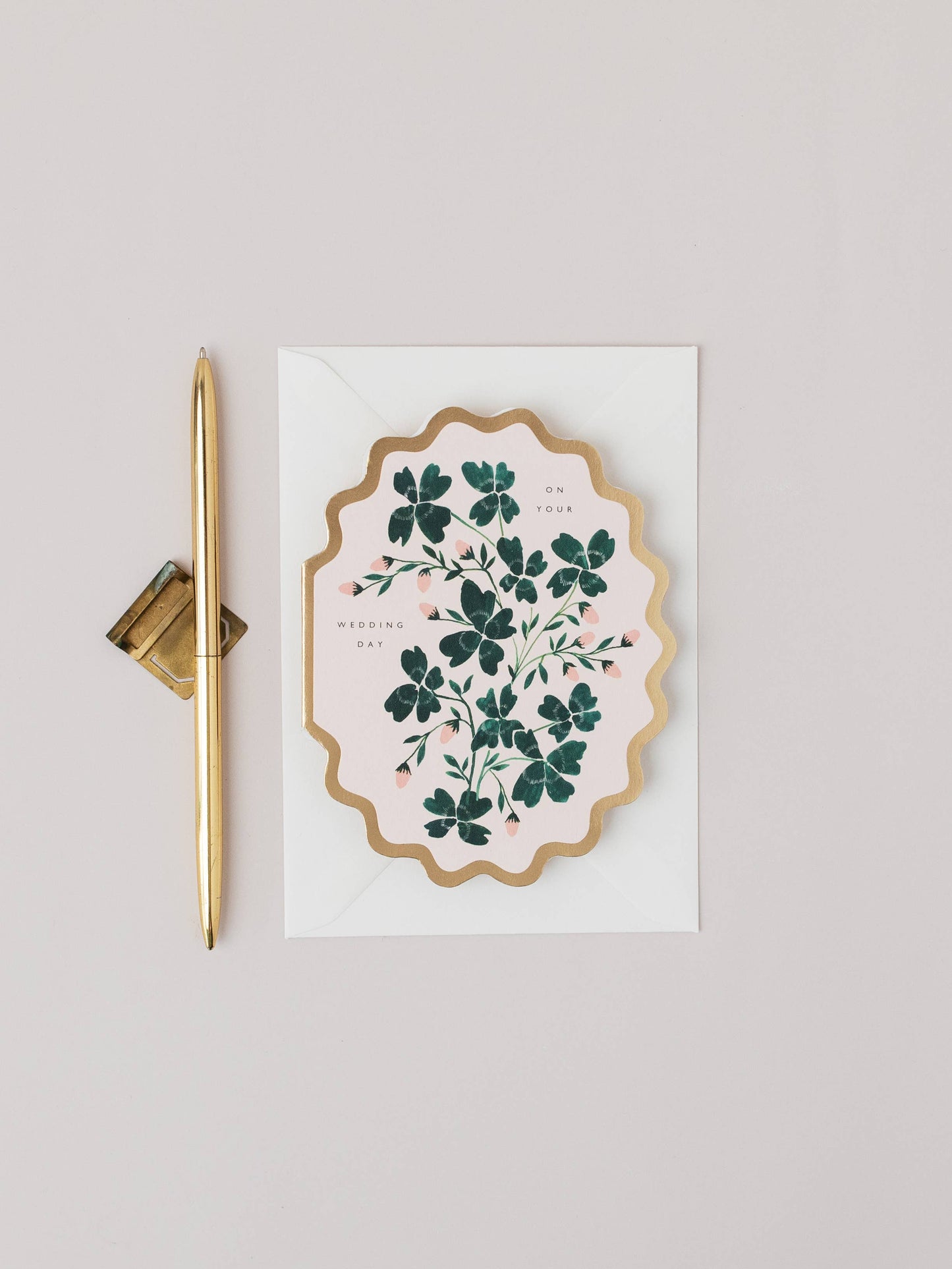 ON YOUR WEDDING DAY BOTANICAL SCALLOP DIE CUT CARD