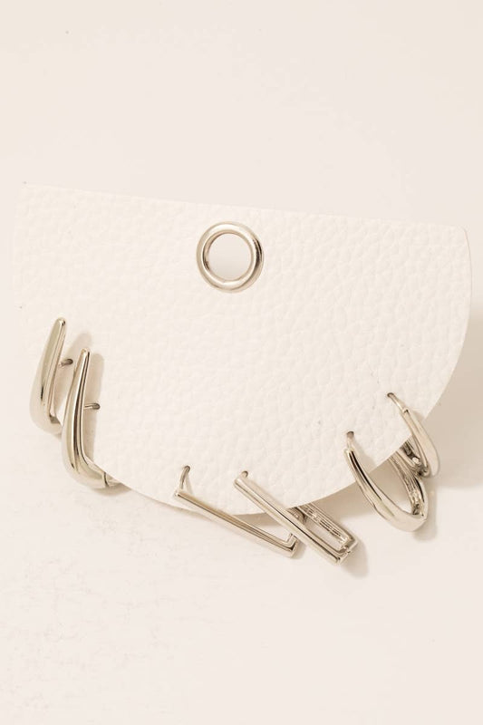 Mixed Long Oval Hinge Hoop Earrings Set