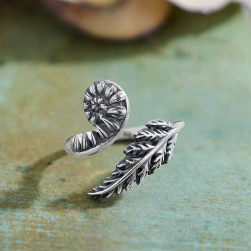 Sterling Silver Adjustable Fern Ring - Front & Company: Gift Store