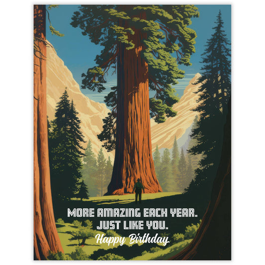 More Amazing Each Year – Recycled Birthday Card for Hikers