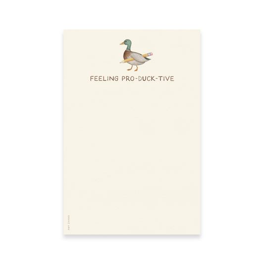 Feeling Productive - Cute Duck And Pencil Pun Notepad