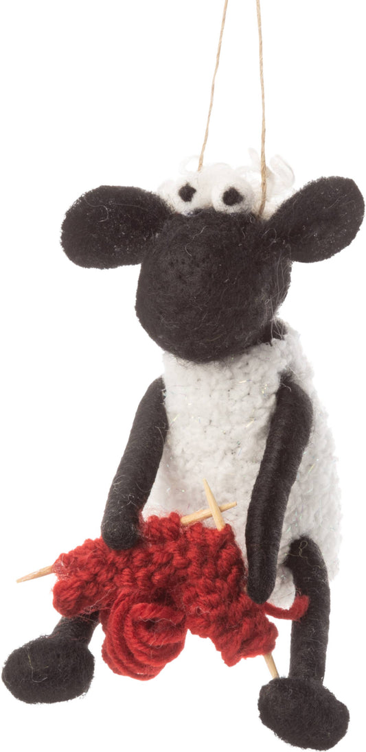 Felt Black Sheep Knitting Ornament