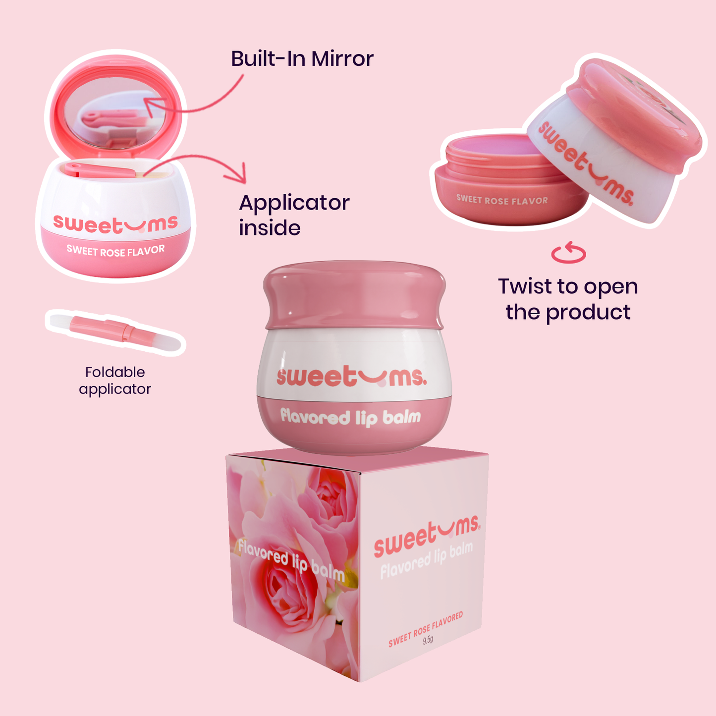 Sweet Rose Flavored Lip Balm Lip Gloss Beauty Vegan