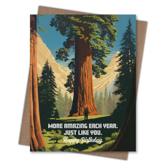 More Amazing Each Year – Recycled Birthday Card for Hikers
