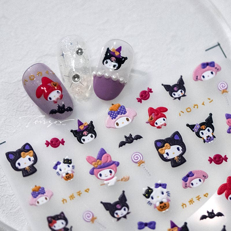 Cute Cartoon Embossed Pattern Design Nail Deco Sticker