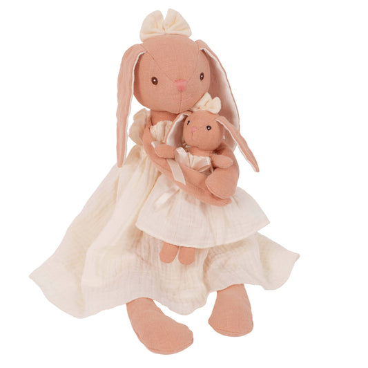 Mom and Baby Bunny Linen Dolls