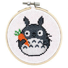 Load image into Gallery viewer, Totoro with Carrot - DIY Cross Stitch Kit
