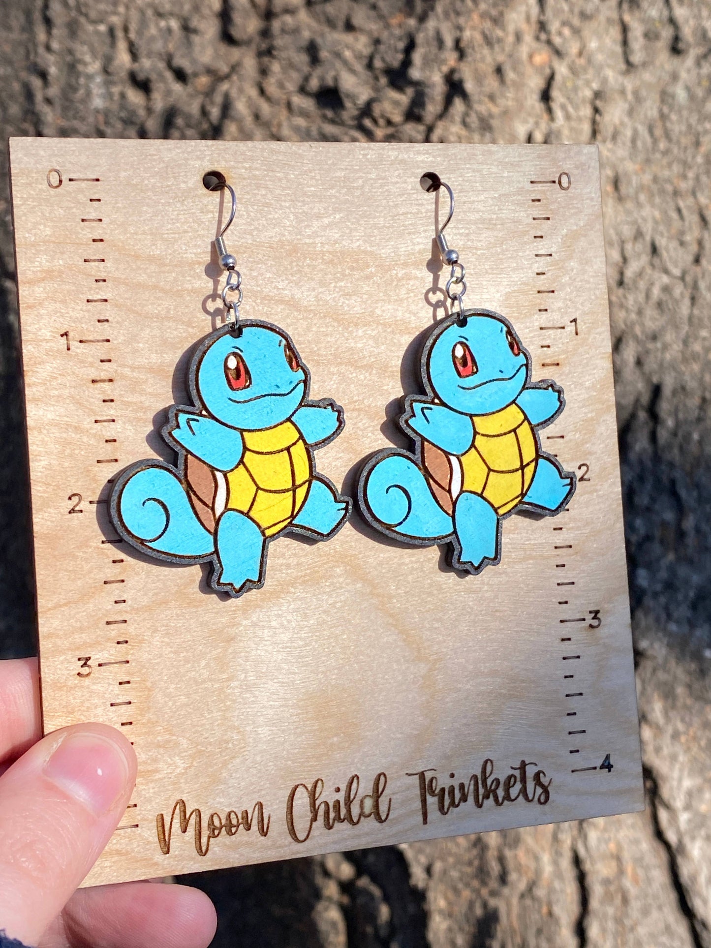 Squirtle Pokemon Hand Painted Dangle Earrings