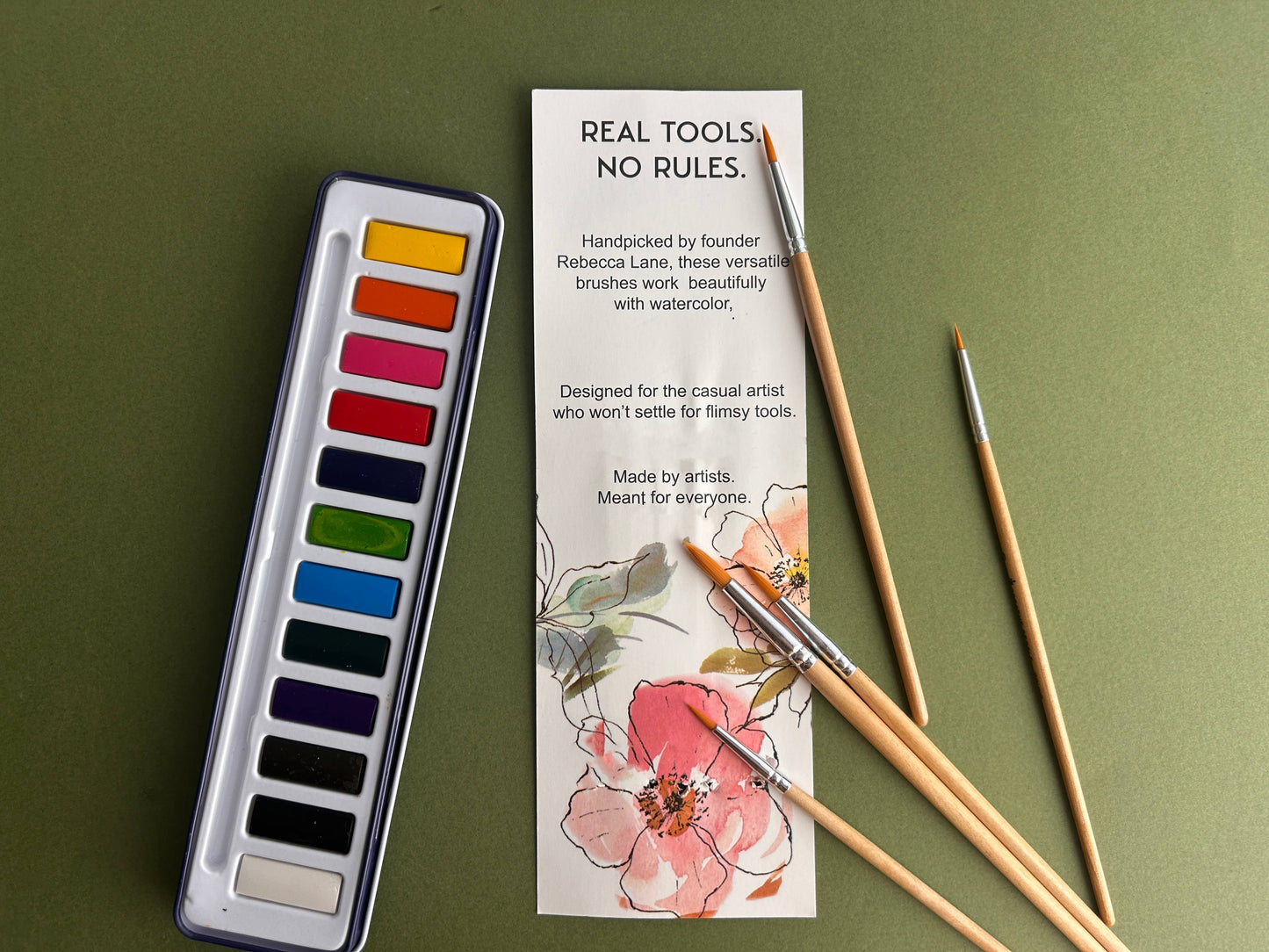 5-Piece Round Watercolor Brush Set, Full Range, Sizes 0-8