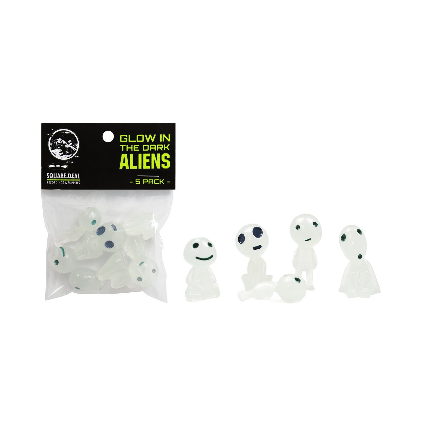 Glow In The Dark Aliens Assorted Poses Five Pack Sci-Fi